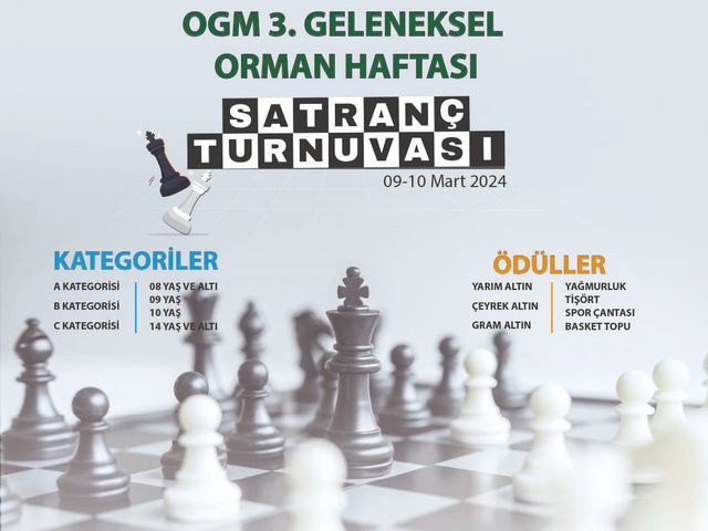 '3. GELENEKSEL ORMAN HAFTASI SATRANÇ TURNUVASI KAYITLARI BAŞLAMIŞTIR'