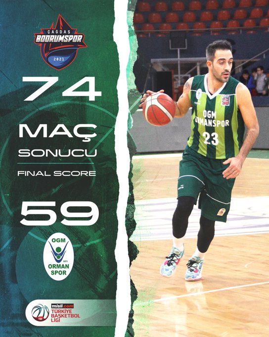 'ÇAĞDAŞ BODRUM BASKETBOL:74-OGM ORMANSPOR:59'