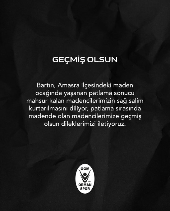 'GEÇMİŞ OLSUN BARTIN!'