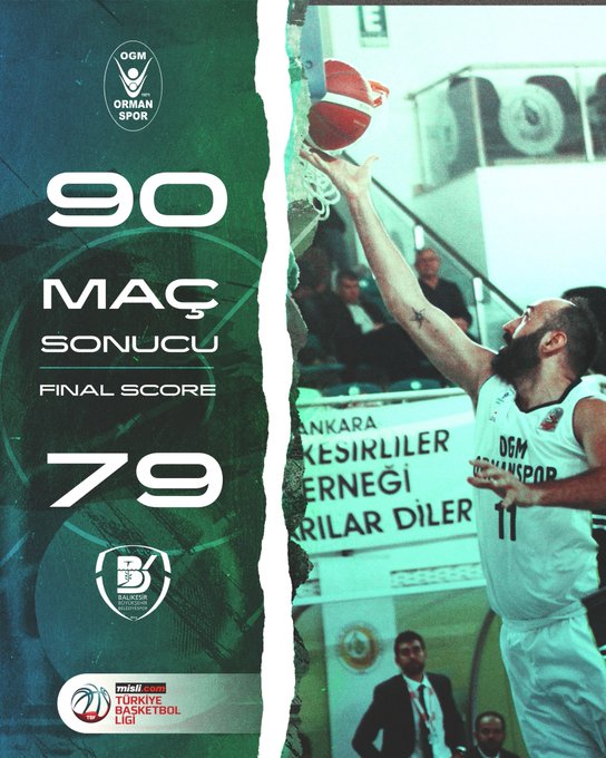 'OGM ORMANSPOR:90-BALIKESİR BÜYÜKŞEHİR BELEDİYESPOR:79'