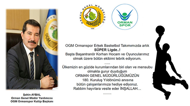ŞAHİN AYBAL' DAN OGM ORMANSPOR'A TEBRİK